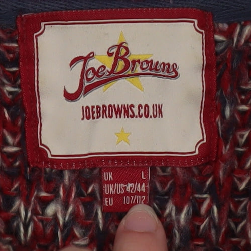 Joe Browns Men's Red Chunky-Knit Crew Neck Pullover Jumper XL
