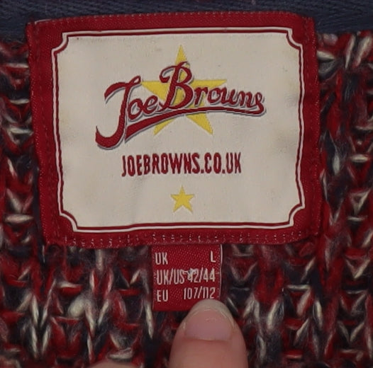 Joe Browns Men's Red Chunky-Knit Crew Neck Pullover Jumper XL