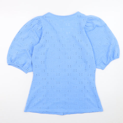 Gallery Women Blue Button-Up Puff Sleeve Blouse UK 10