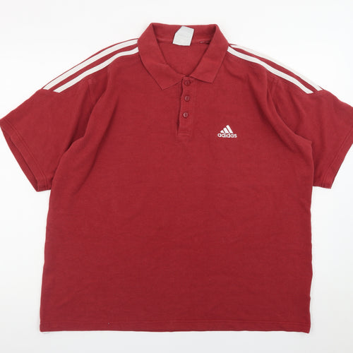 Adidas Men's Red Short Sleeve Polo Shirt Size XL Classic Fit