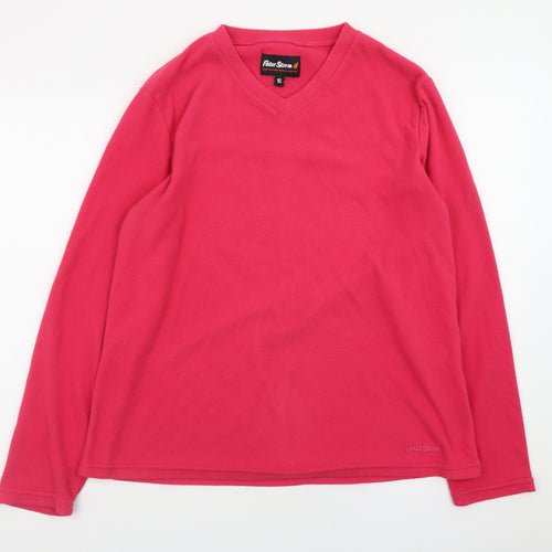 Peter Storm Womens Pink Fleece Pullover Sweatshirt Size 16 V-Neck