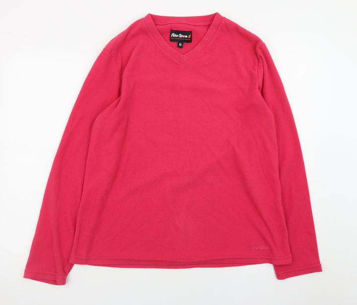 Peter Storm Womens Pink Fleece Pullover Sweatshirt Size 16 V-Neck