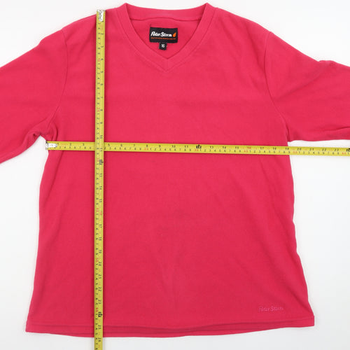 Peter Storm Womens Pink Fleece Pullover Sweatshirt Size 16 V-Neck