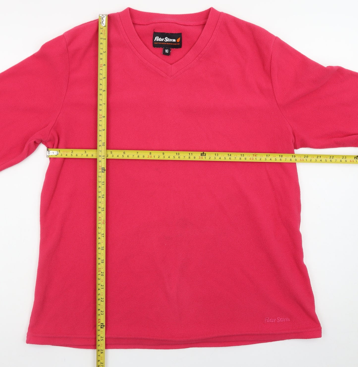 Peter Storm Womens Pink Fleece Pullover Sweatshirt Size 16 V-Neck