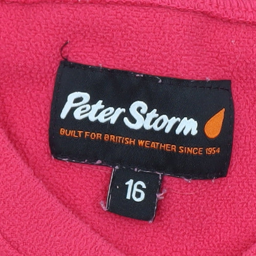 Peter Storm Womens Pink Fleece Pullover Sweatshirt Size 16 V-Neck