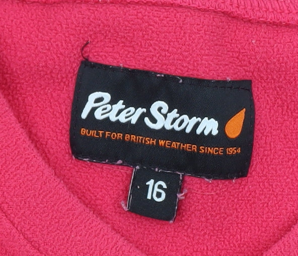 Peter Storm Womens Pink Fleece Pullover Sweatshirt Size 16 V-Neck