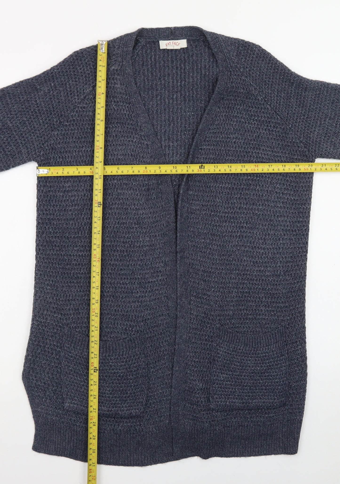 Fat Face Women Blue Size 8 Long Sleeve Knit Cardigan