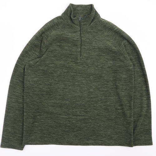 Mountain Warehouse Men's Green Fleece 1/4 Zip Pullover Sweatshirt L