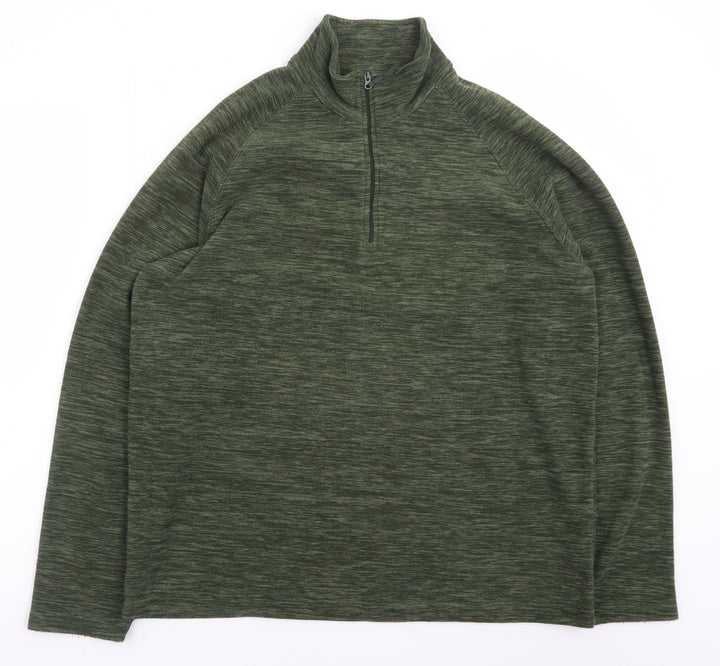 Mountain Warehouse Men's Green Fleece 1/4 Zip Pullover Sweatshirt L