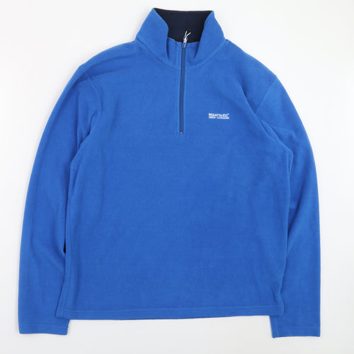 Regatta Mens Blue 1/4 Zip Fleece Sweatshirt Size L Outdoor Pullover
