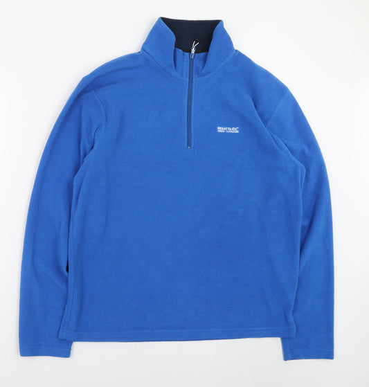 Regatta Mens Blue 1/4 Zip Fleece Sweatshirt Size L Outdoor Pullover