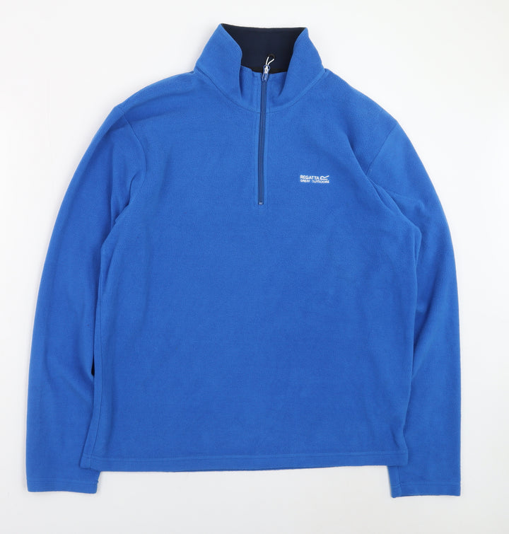 Regatta Mens Blue 1/4 Zip Fleece Sweatshirt Size L Outdoor Pullover