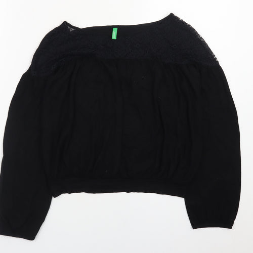 United Colors of Benetton Women's Black Lace Tunic Blouse XS
