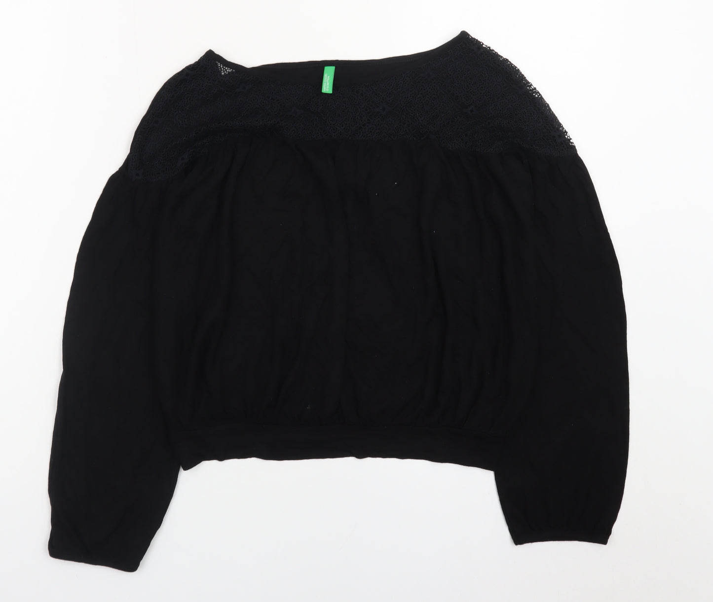 United Colors of Benetton Women's Black Lace Tunic Blouse XS