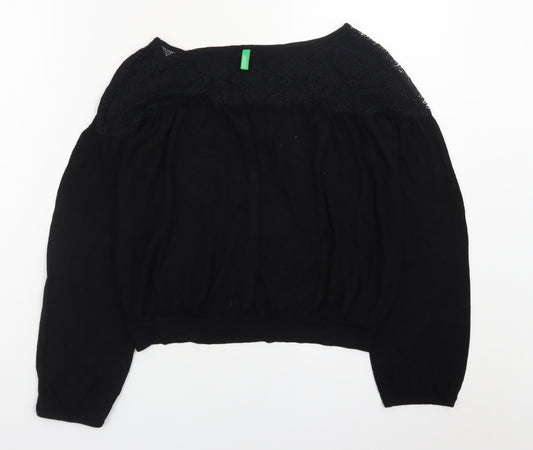 United Colors of Benetton Women's Black Lace Tunic Blouse XS