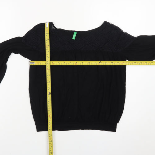 United Colors of Benetton Women's Black Lace Tunic Blouse XS
