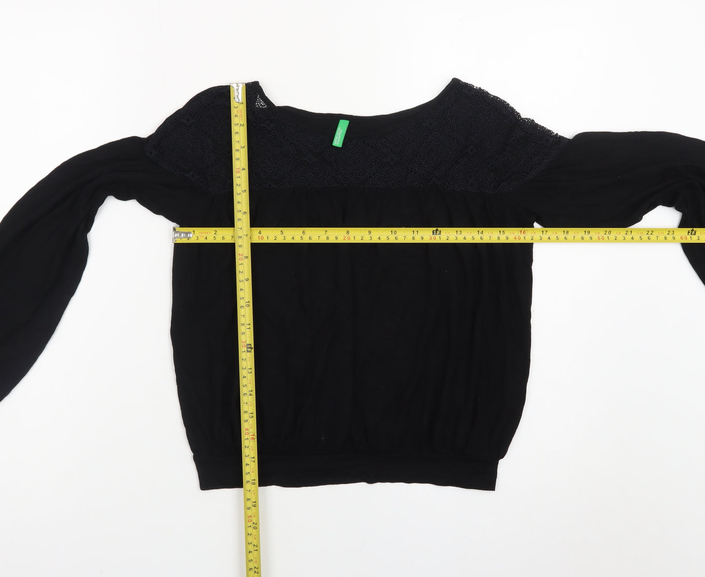 United Colors of Benetton Women's Black Lace Tunic Blouse XS