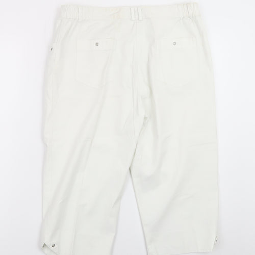 Emreco Women's White Capri Jeans UK 12 Regular Stretch Denim