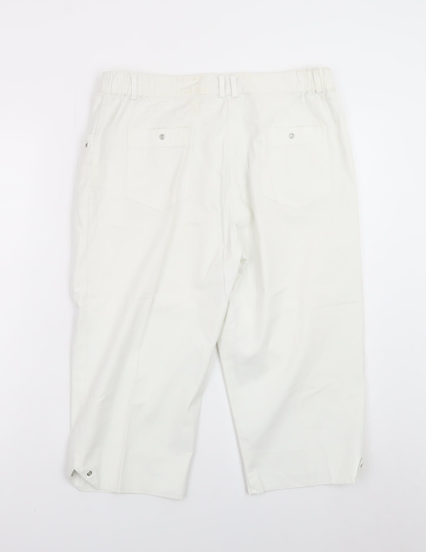 Emreco Women's White Capri Jeans UK 12 Regular Stretch Denim