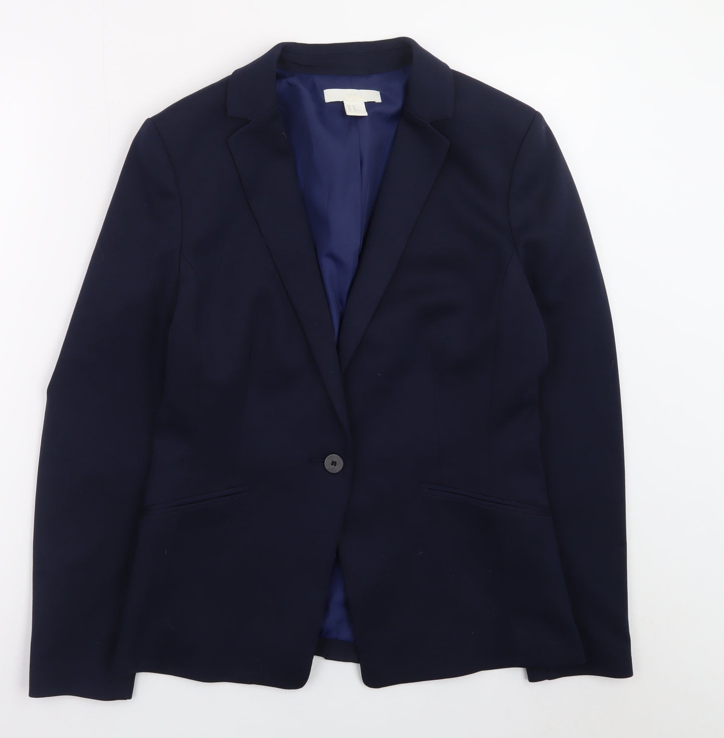 H&M Women's Blue Regular Fit Single-Breasted Blazer Size 12