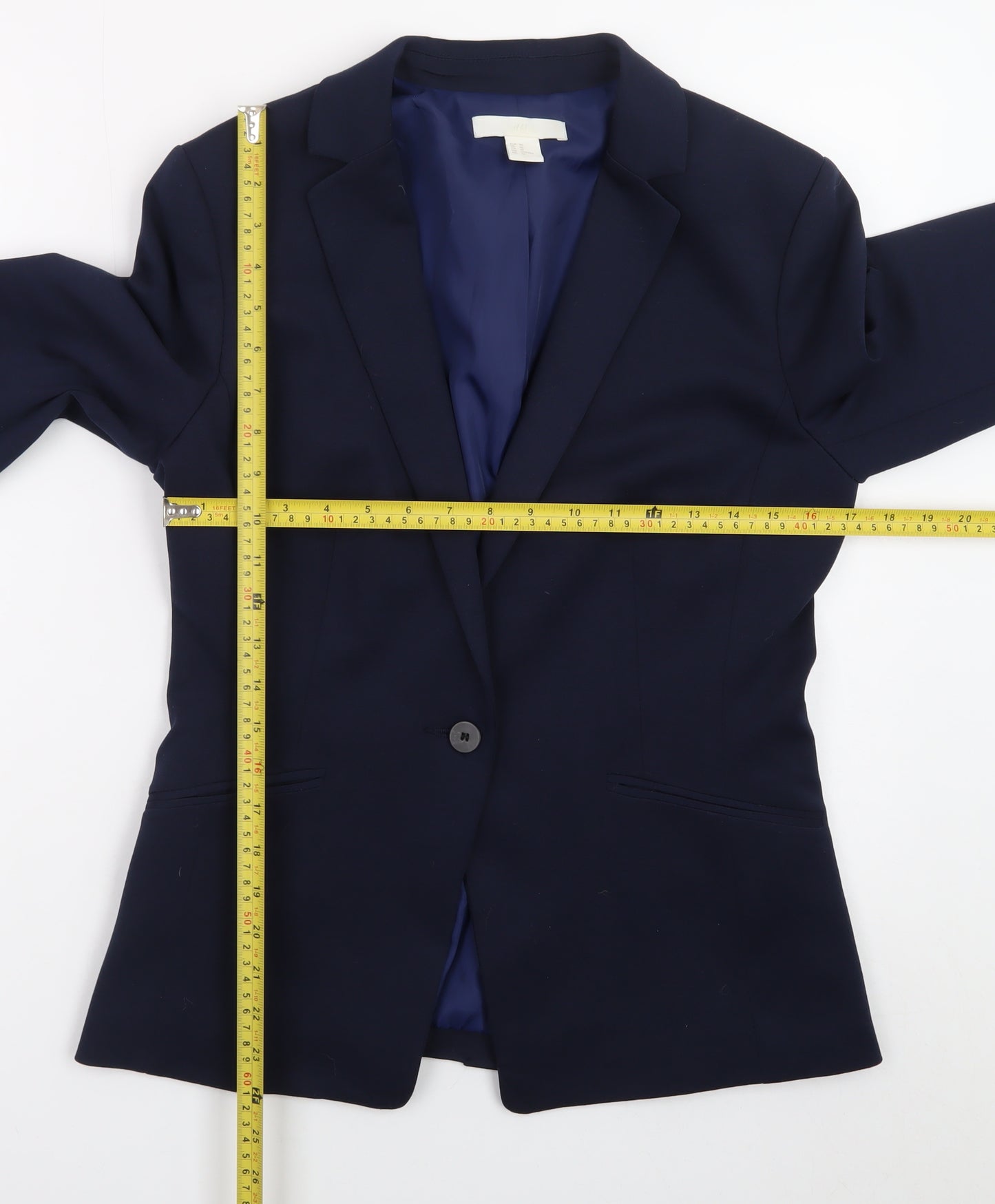H&M Women's Blue Regular Fit Single-Breasted Blazer Size 12