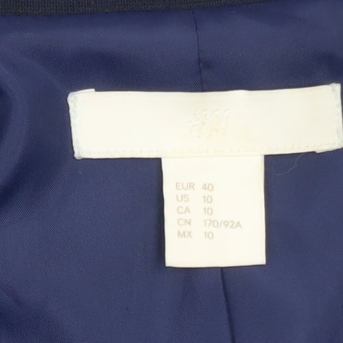 H&M Women's Blue Regular Fit Single-Breasted Blazer Size 12