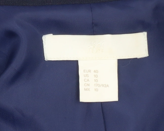 H&M Women's Blue Regular Fit Single-Breasted Blazer Size 12