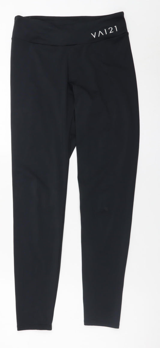 VAI21 Women’s Black Mid Rise Stretch Ankle Leggings Size 10