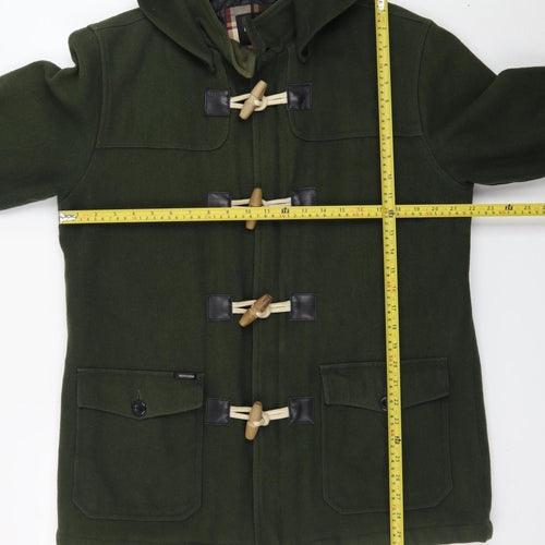 Prototype Women's Green Wool Duffle Coat L Hooded Toggle Mid-Length
