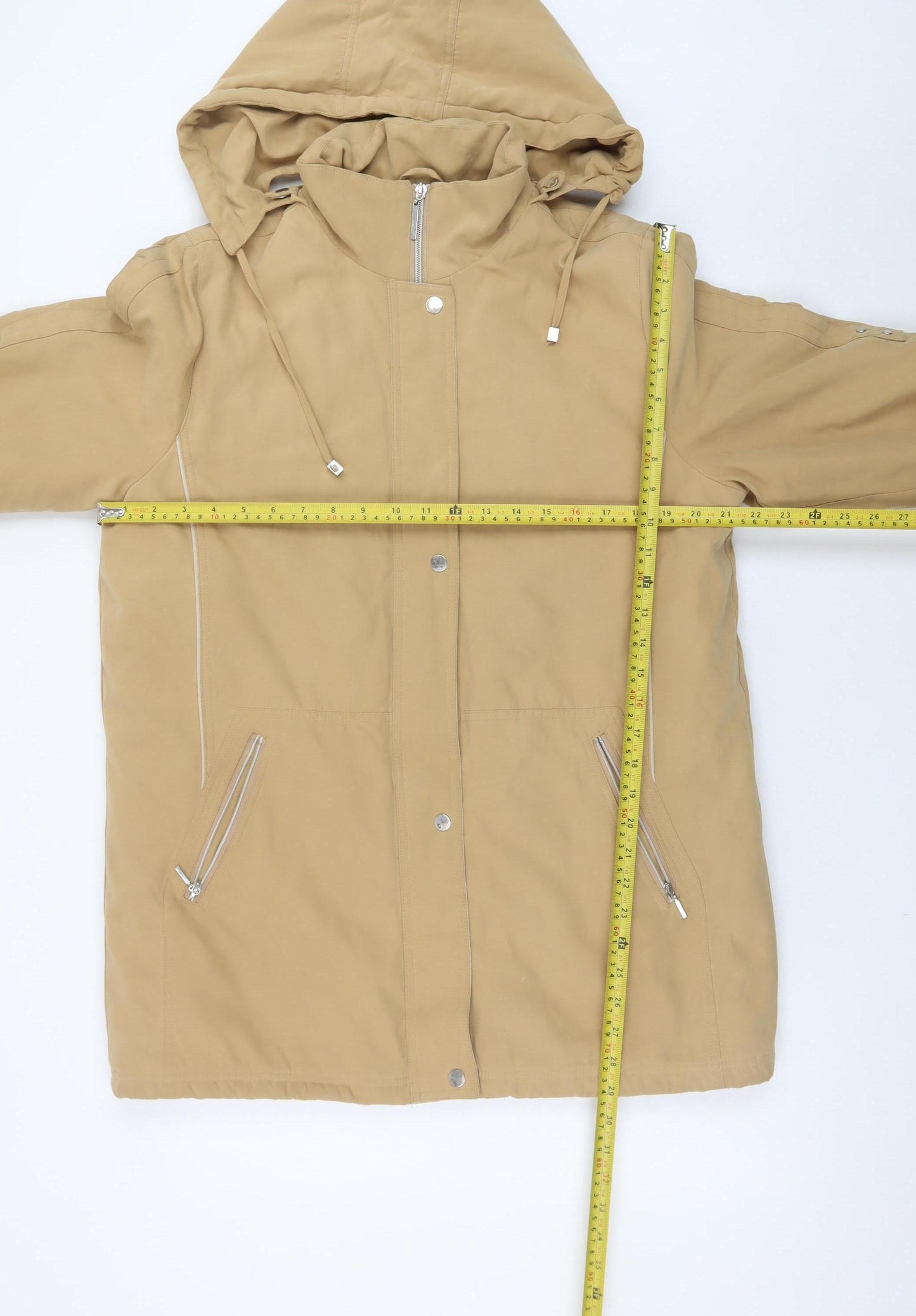 Balmoral Collection Women Beige Hooded Parka Coat Size 12 Polyester