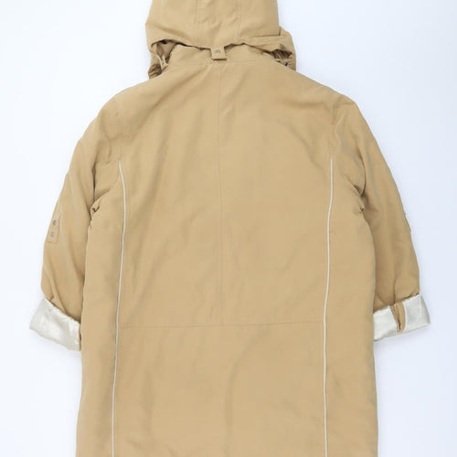 Balmoral Collection Women Beige Hooded Parka Coat Size 12 Polyester