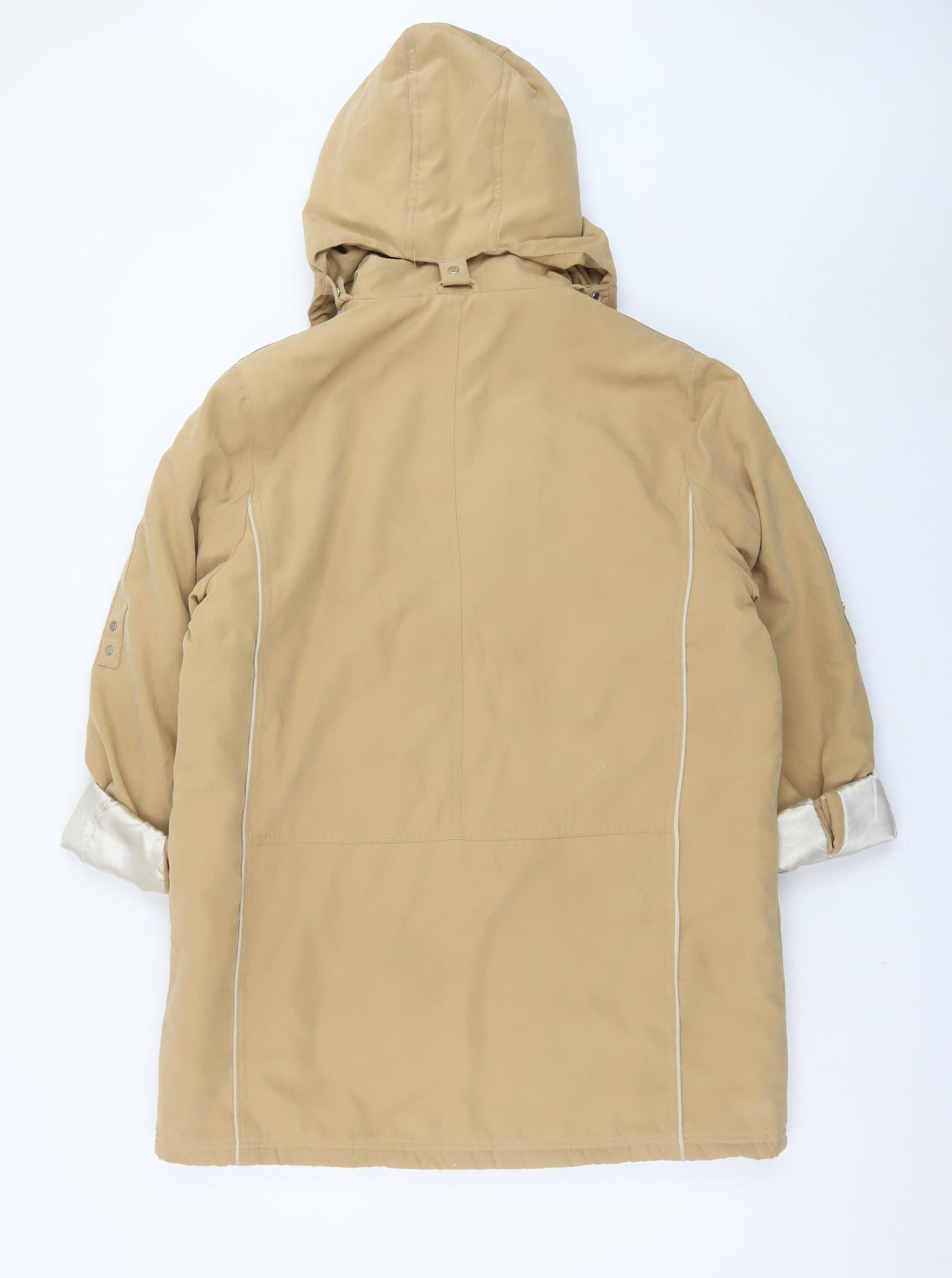 Balmoral Collection Women Beige Hooded Parka Coat Size 12 Polyester