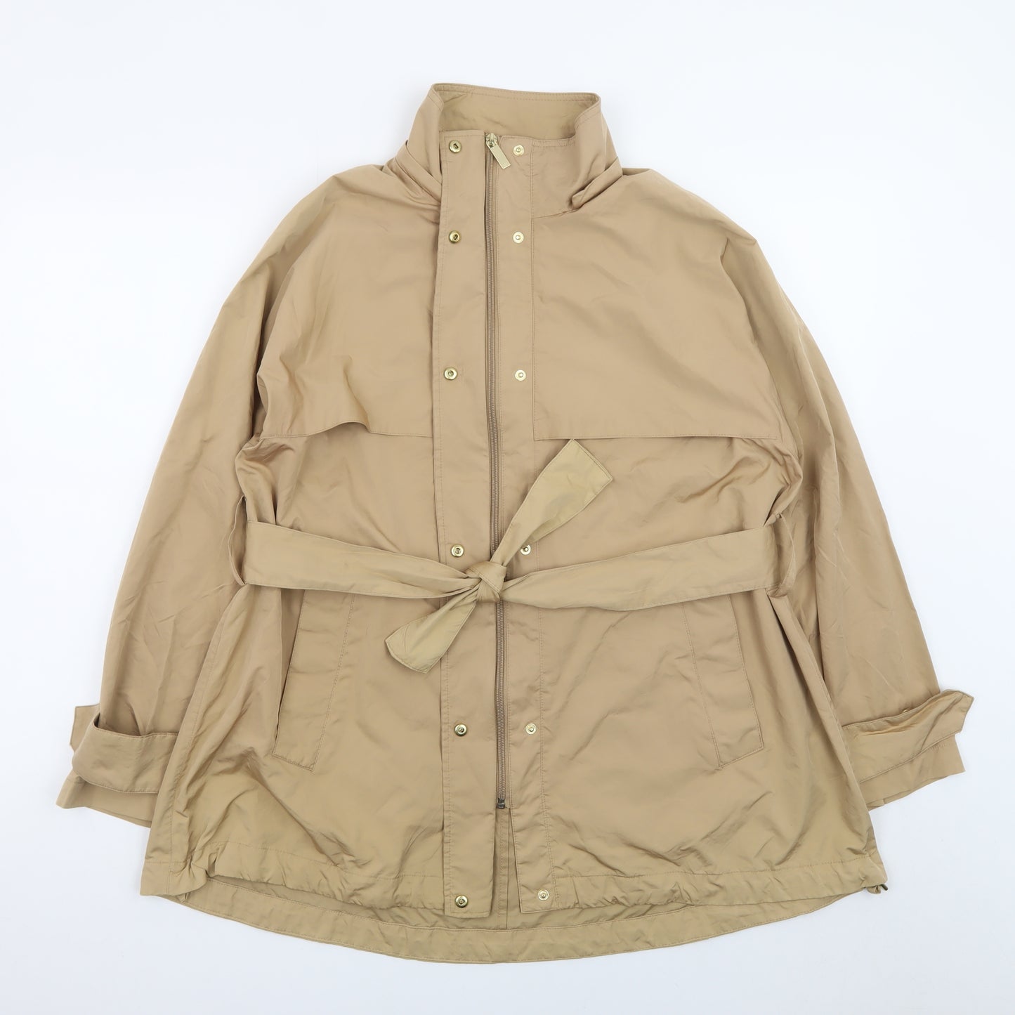 Zara Women Beige Mid-Length Belted Trench Coat Size S