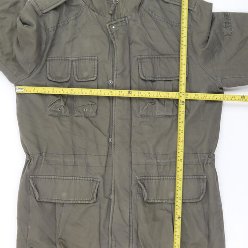 Denim 73 Men's Green Cotton Military Hooded Jacket M