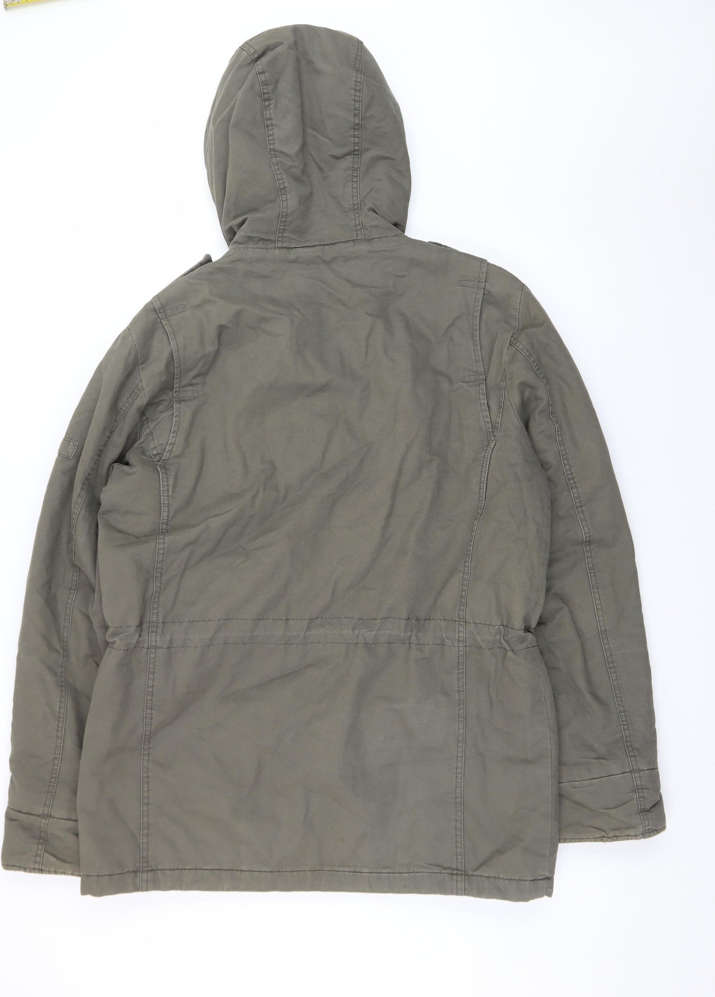 Denim 73 Men's Green Cotton Military Hooded Jacket M