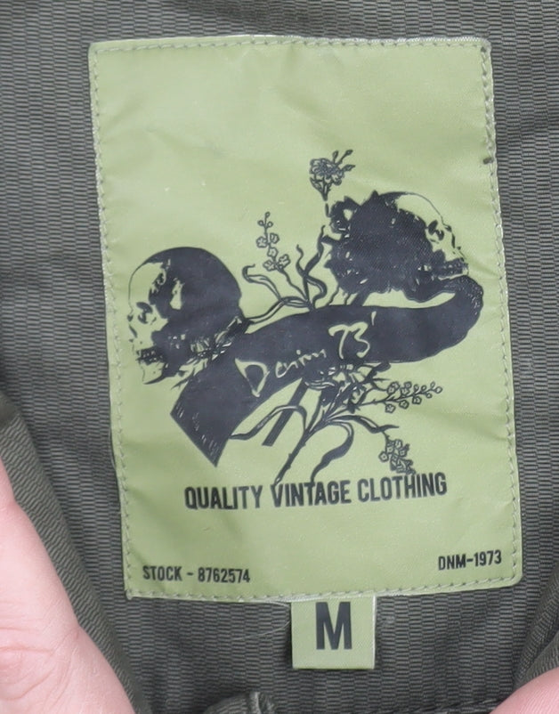 Denim 73 Men's Green Cotton Military Hooded Jacket M