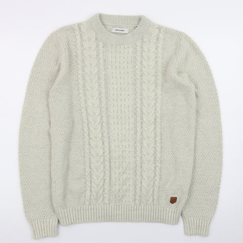 Jack & Jones Women Beige Cable-Knit Crew Neck Jumper M