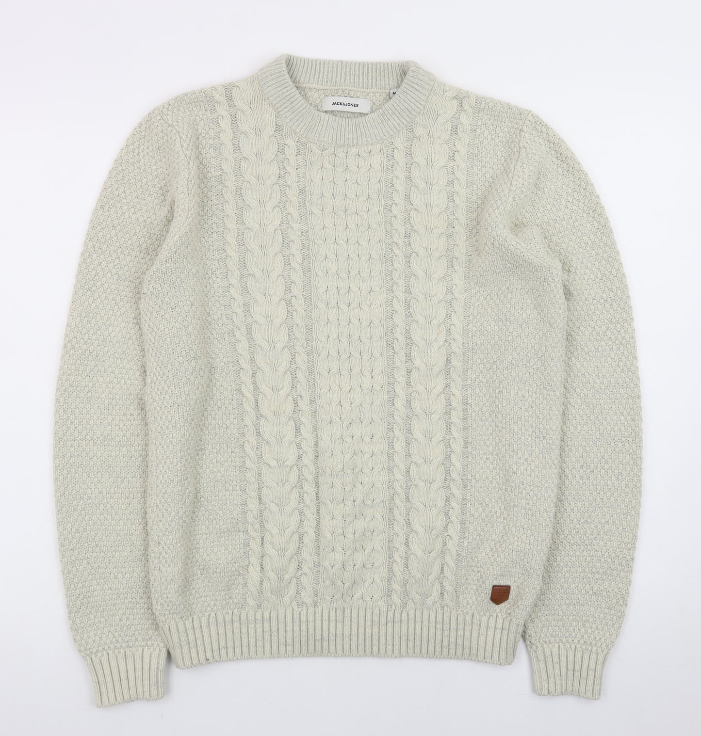 Jack & Jones Women Beige Cable-Knit Crew Neck Jumper M