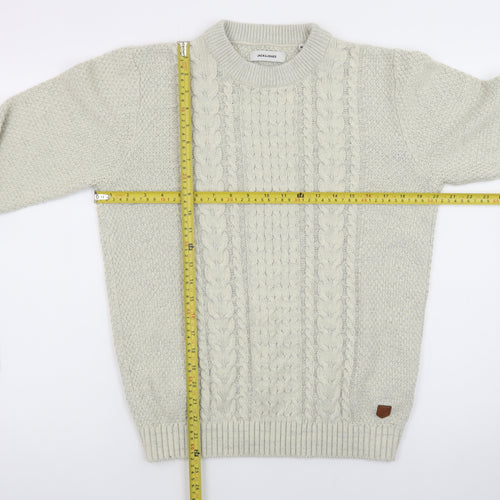 Jack & Jones Women Beige Cable-Knit Crew Neck Jumper M