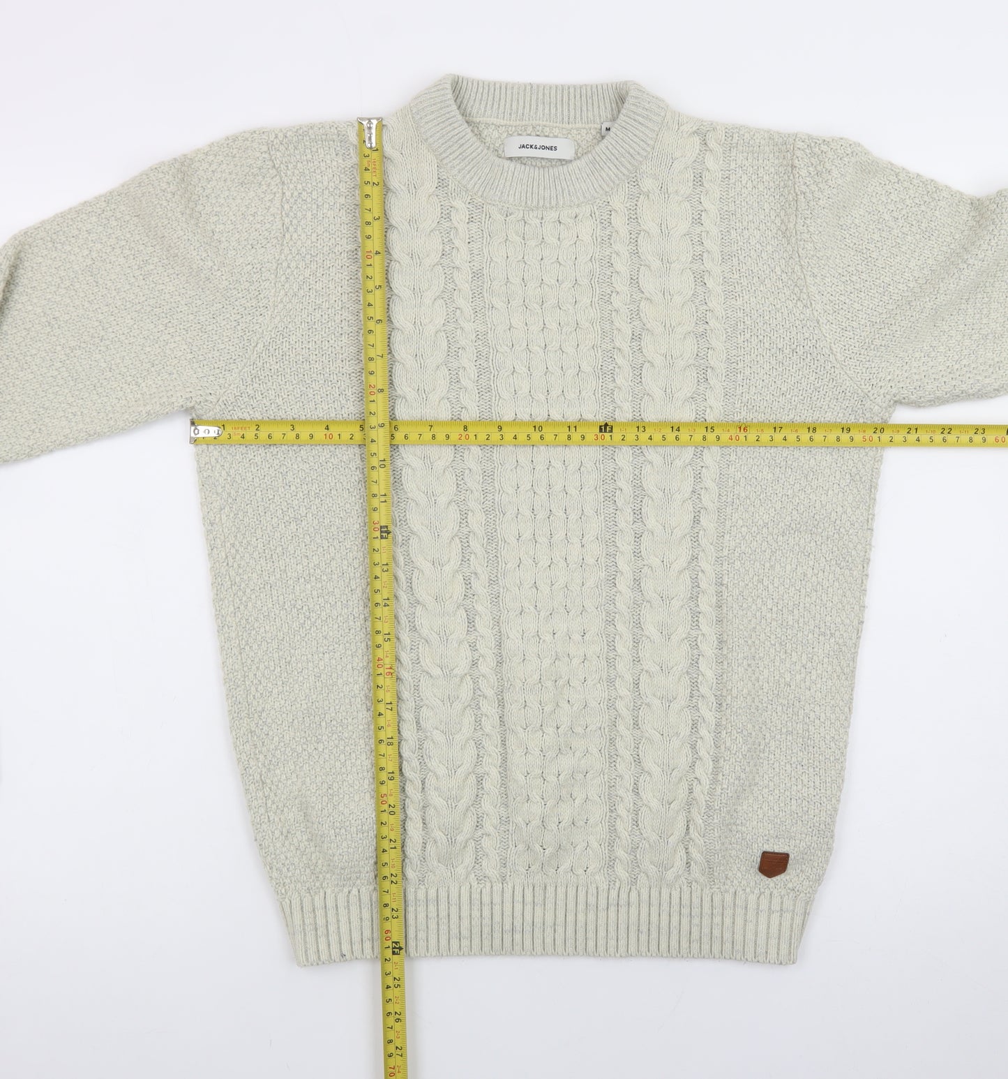 Jack & Jones Women Beige Cable-Knit Crew Neck Jumper M