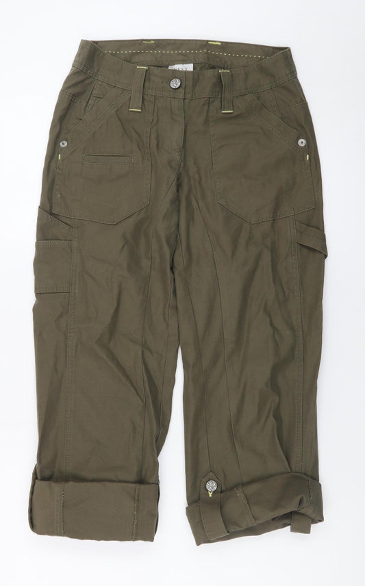 Next Petite Women’s Green Cargo Jeans UK 6 Cotton Mid Rise