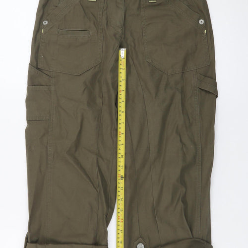 Next Petite Women’s Green Cargo Jeans UK 6 Cotton Mid Rise