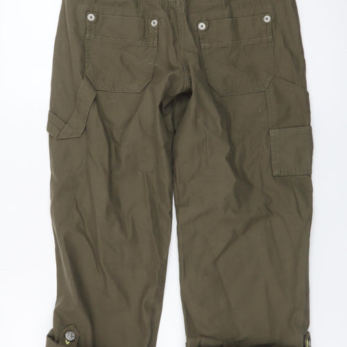 Next Petite Women’s Green Cargo Jeans UK 6 Cotton Mid Rise