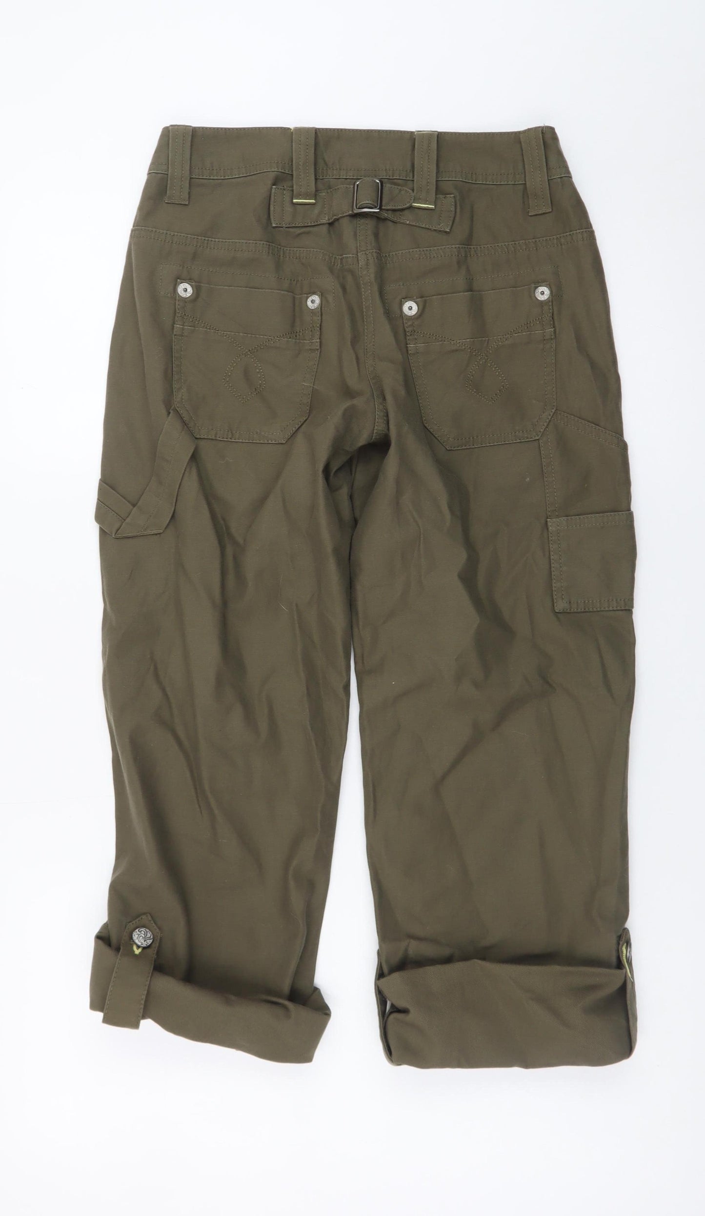 Next Petite Women’s Green Cargo Jeans UK 6 Cotton Mid Rise