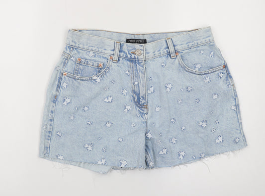 Marks and Spencer Petite Light Blue Floral Denim Shorts UK 12P
