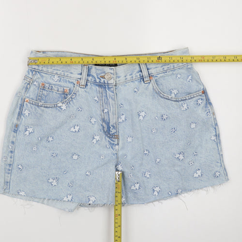 Marks and Spencer Petite Light Blue Floral Denim Shorts UK 12P