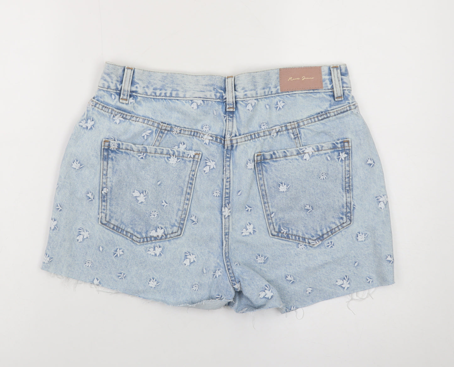 Marks and Spencer Petite Light Blue Floral Denim Shorts UK 12P