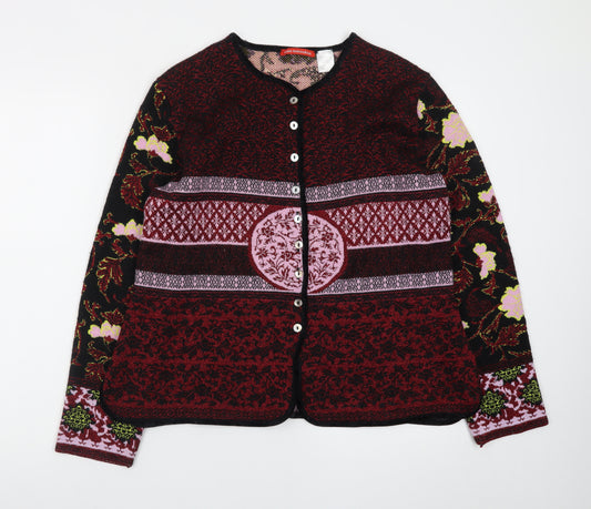 Alain Manoukian Women’s Multicoloured Floral Cardigan Size 22 Wool Blend
