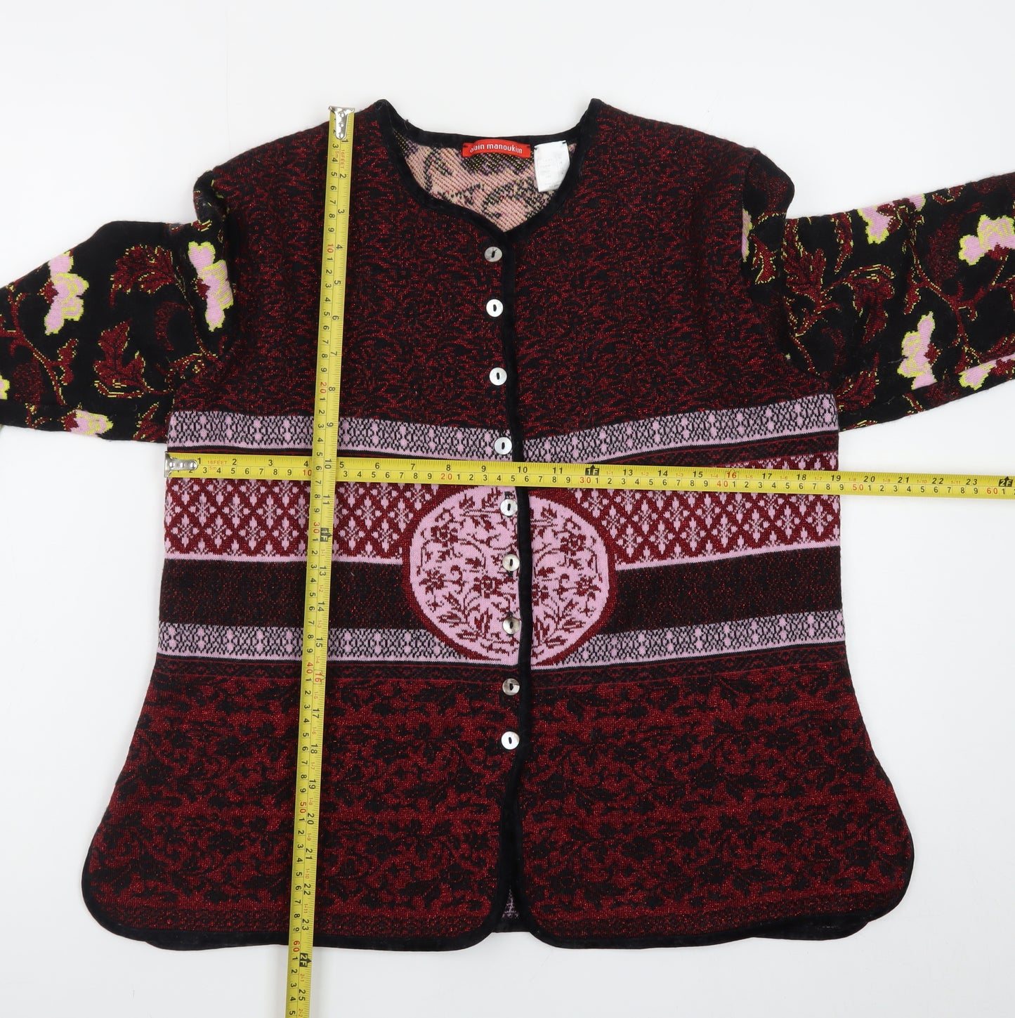 Alain Manoukian Women’s Multicoloured Floral Cardigan Size 22 Wool Blend