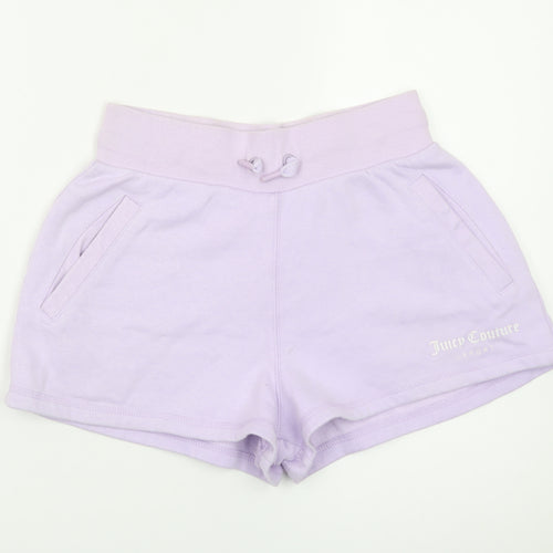 Juicy Couture Women Purple XS Sweat Shorts Logo Drawstring Sporty